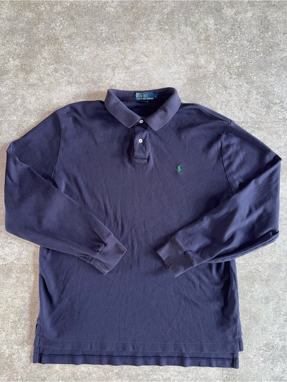 Polo Ralph Lauren Men’s L Solid Navy Long Sleeve Cotton Polo Embroidered Logo